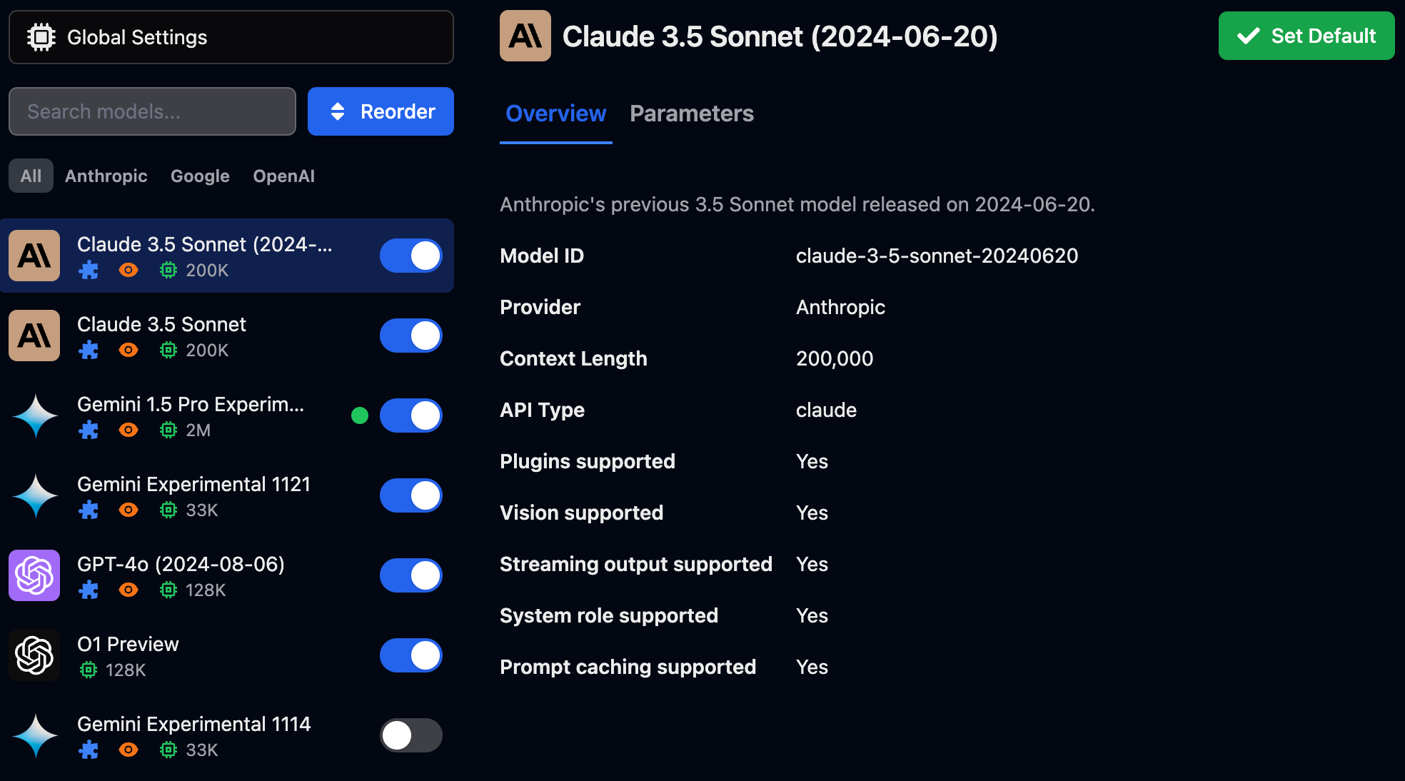 TypingMind model selector